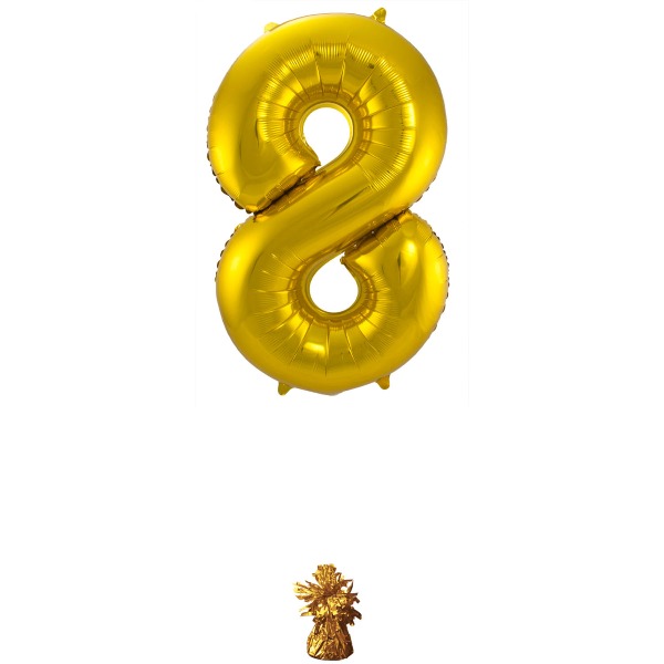 Gouden Folieballon Cijfer 8 - 86 cm